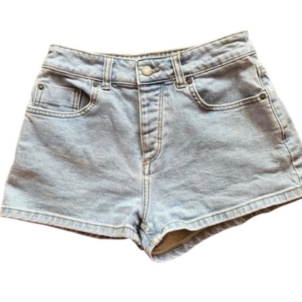 Roxy Denim Shorts • Light Wash High Rise Mini Button Fly Pockets • Size 25